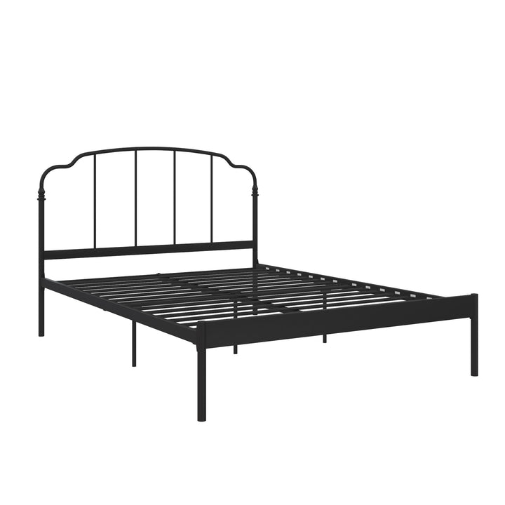 Camie Metal Bed with Adjustable Height Base and Vintage Headboard - Black - Full