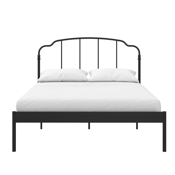 Camie Metal Bed with Adjustable Height Base and Vintage Headboard - Black - Full