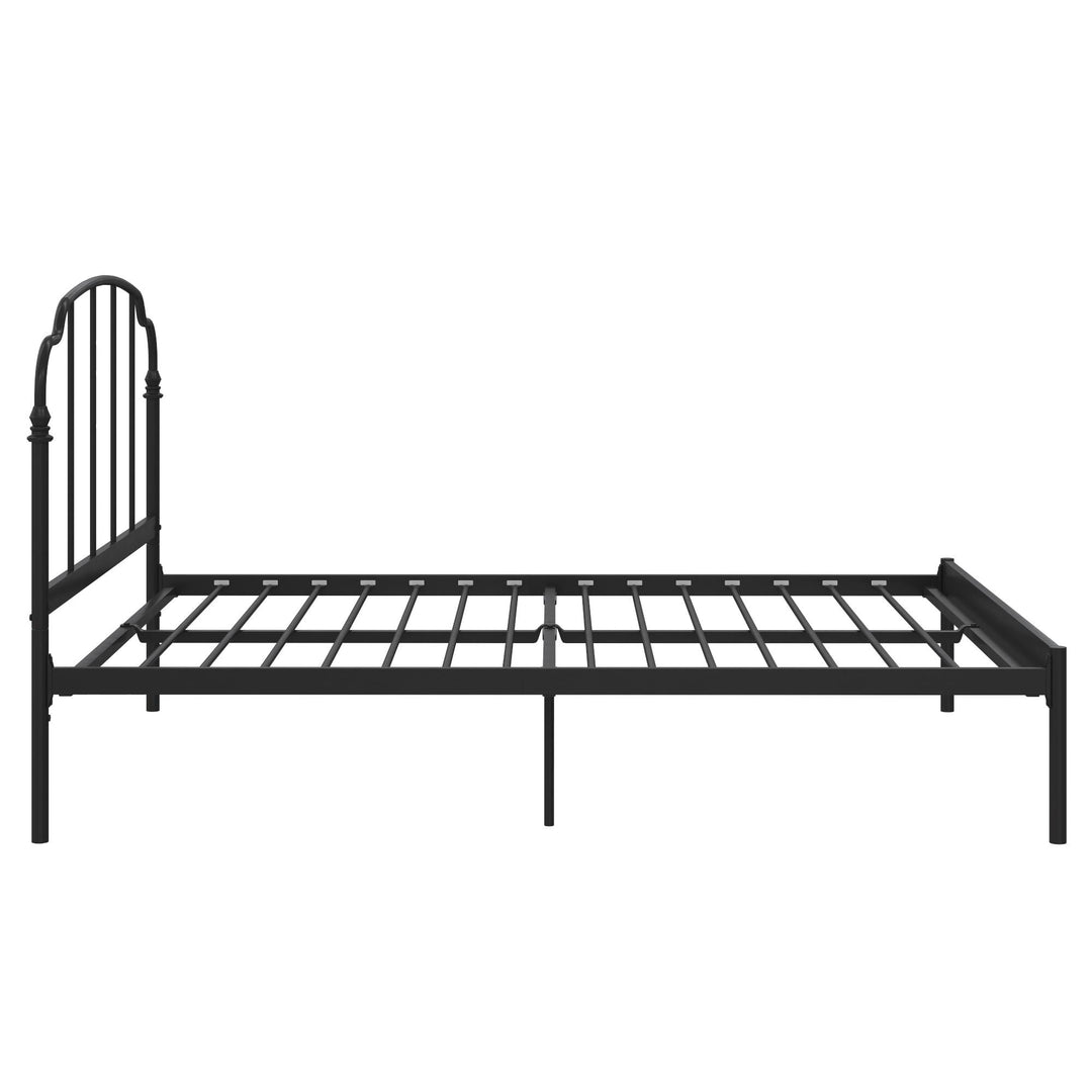 Camie Metal Bed with Adjustable Height Base and Vintage Headboard - Black - Full