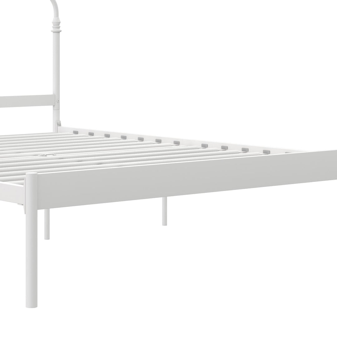 Camie Metal Bed with Adjustable Height Base and Vintage Headboard - White - Full