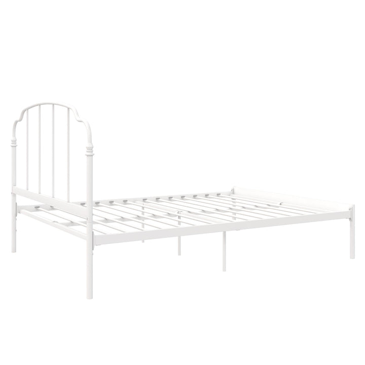 Camie Metal Bed with Adjustable Height Base and Vintage Headboard - White - Full