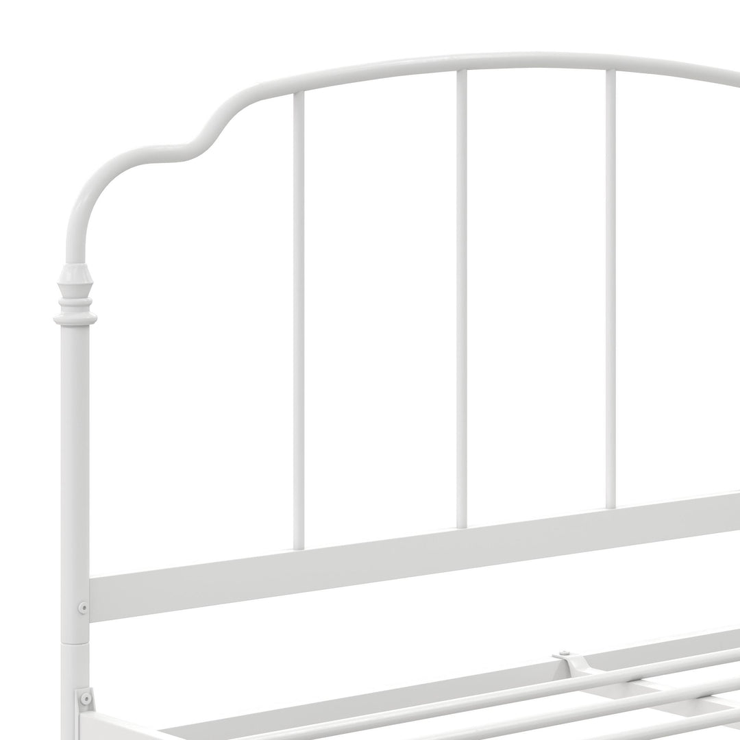 Camie Metal Bed with Adjustable Height Base and Vintage Headboard - White - Full