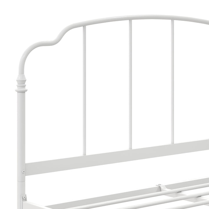 Camie Metal Bed with Adjustable Height Base and Vintage Headboard - White - Full