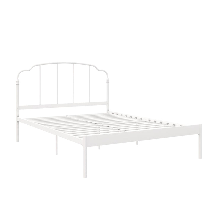 Camie Metal Bed with Adjustable Height Base and Vintage Headboard - White - Full