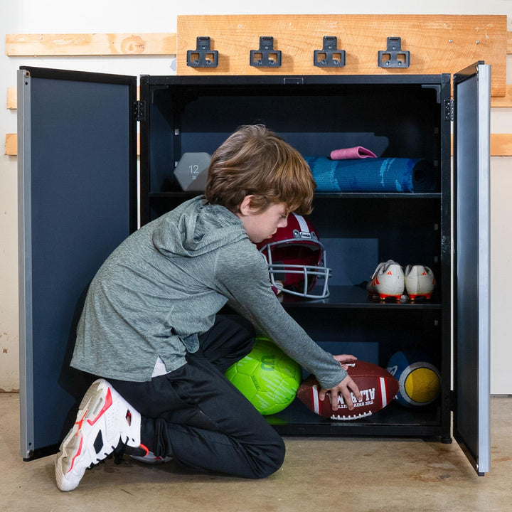 Freestanding Aluminum Garage Cabinet, Black and Gray - Gray