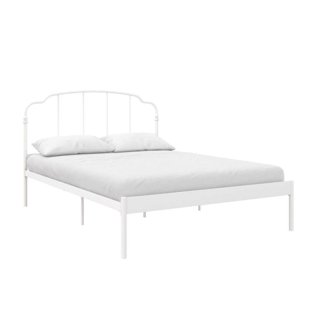 Camie Metal Bed with Adjustable Height Base and Vintage Headboard - White - Full