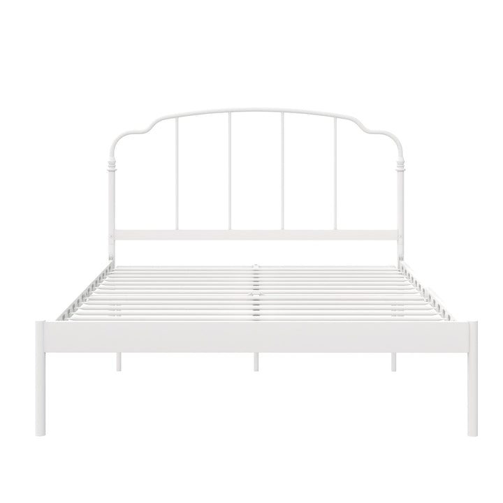 Camie Metal Bed with Adjustable Height Base and Vintage Headboard - White - Full