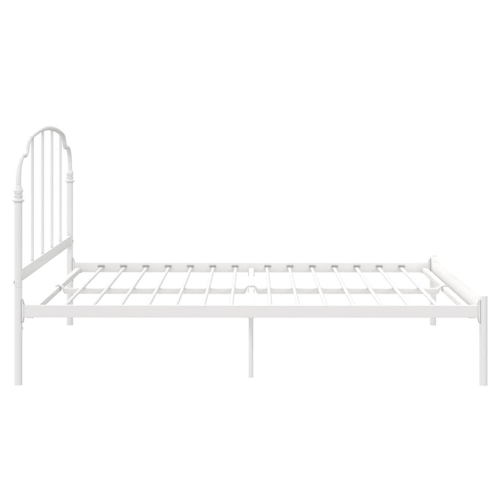 Camie Metal Bed with Adjustable Height Base and Vintage Headboard - White - Full