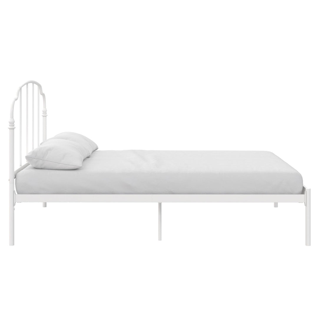 Camie Metal Bed with Adjustable Height Base and Vintage Headboard - White - Full