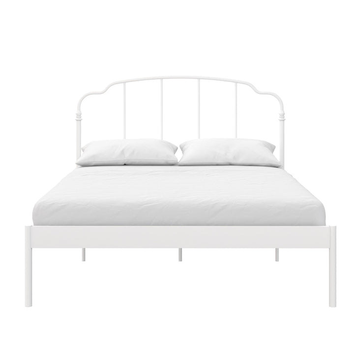 Camie Metal Bed with Adjustable Height Base and Vintage Headboard - White - Full