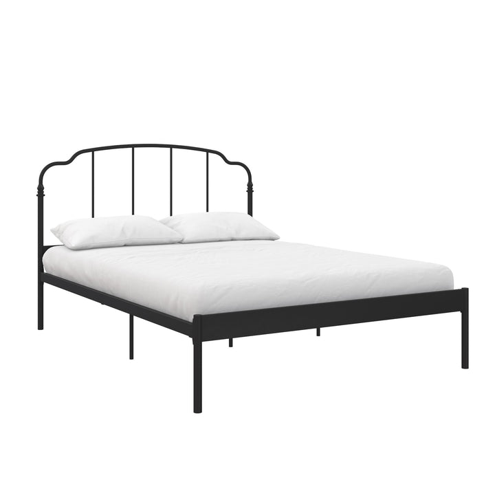 Camie Metal Bed with Adjustable Height Base and Vintage Headboard - Black - Queen