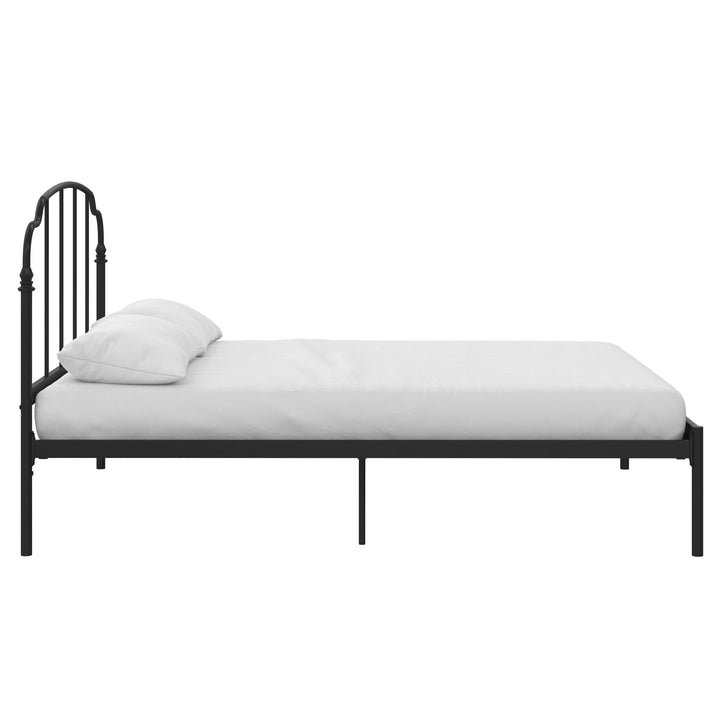 Camie Metal Bed with Adjustable Height Base and Vintage Headboard - Black - Queen