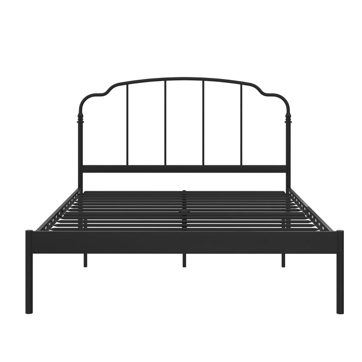 Camie Metal Bed with Adjustable Height Base and Vintage Headboard - Black - Queen