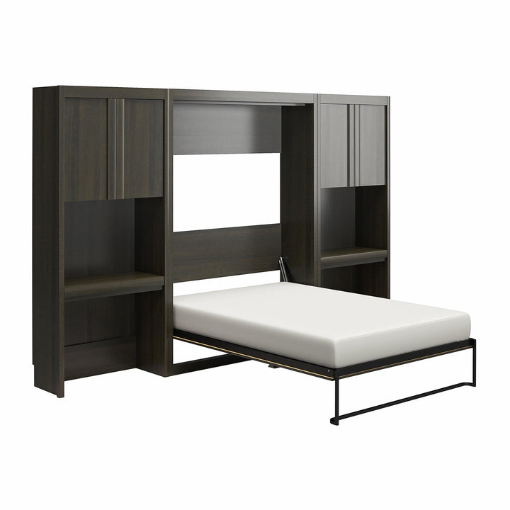 Paramount Full Murphy Bed Bundle with 2 Vanity Storage Cabinets with Drawers - Espresso - Full