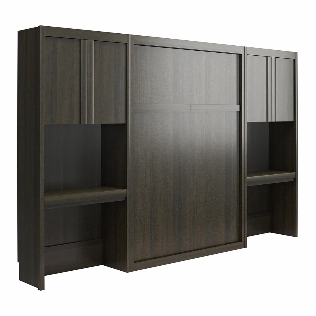 Paramount Full Murphy Bed Bundle with 2 Vanity Storage Cabinets with Drawers - Espresso - Full