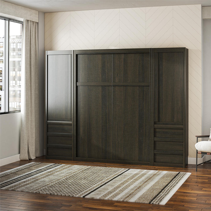 Paramount Murphy Bed with 2 Armoire Side Cabinets - Espresso - Full