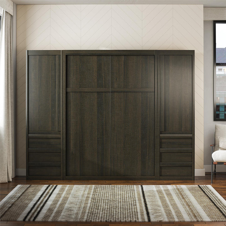 Paramount Murphy Bed with 2 Armoire Side Cabinets - Espresso - Full