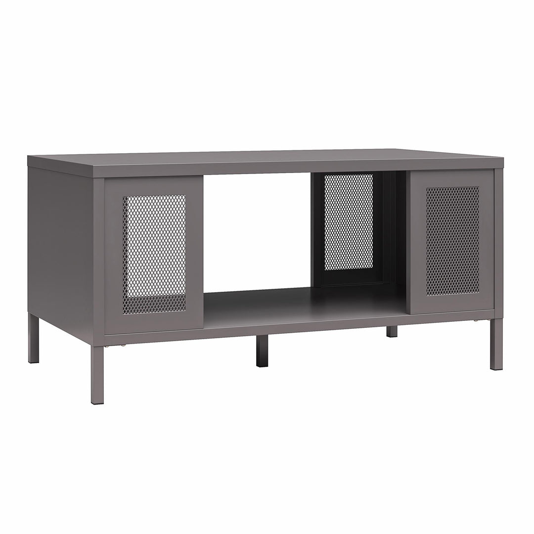 Shadwick Metal Coffee Table with Perforated Metal Mesh Accents - Graphite Grey