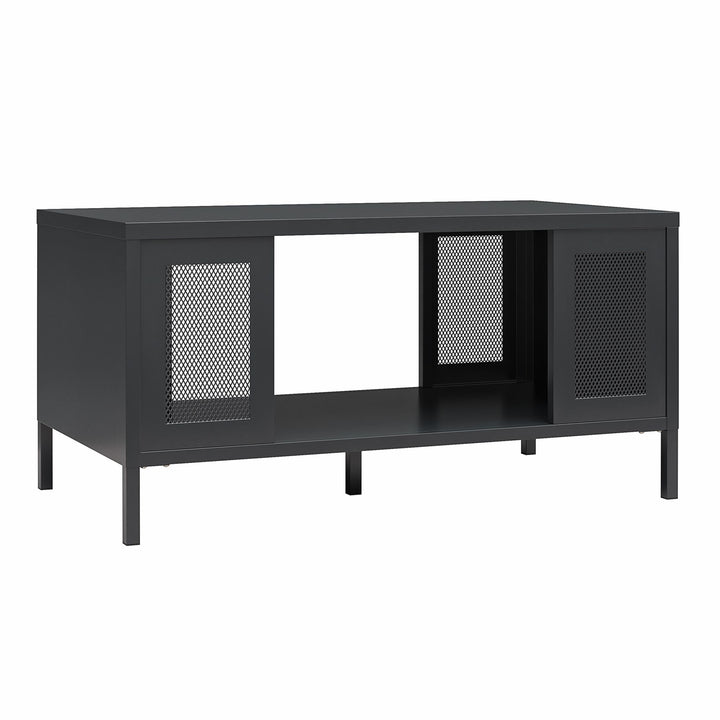 Shadwick Metal Coffee Table with Perforated Metal Mesh Accents - Black