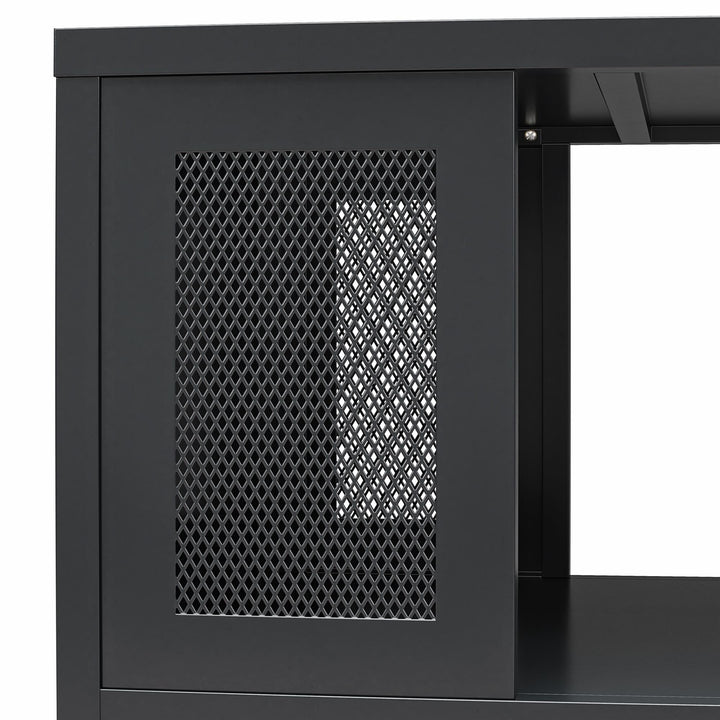 Shadwick Metal Coffee Table with Perforated Metal Mesh Accents - Black