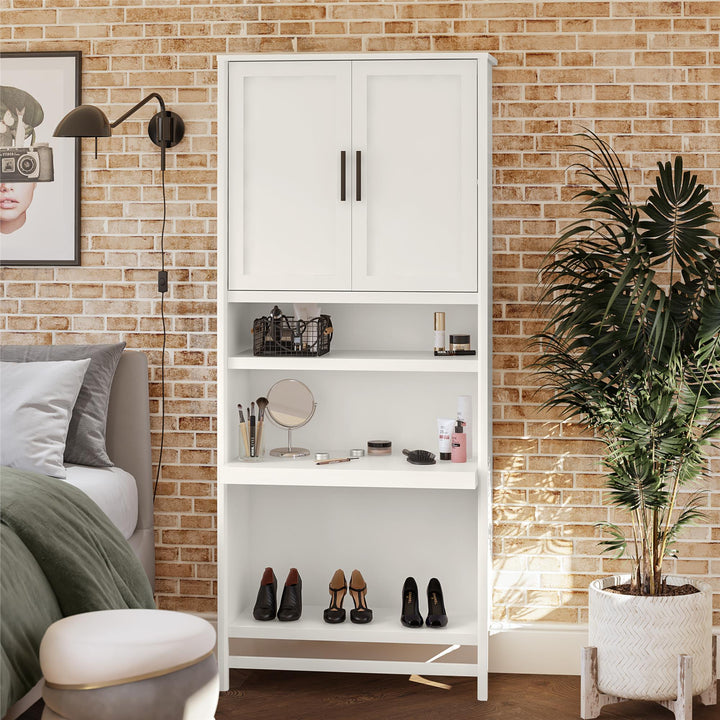 Luxe 5-Shelf Closet Vanity Tower - Ivory Oak