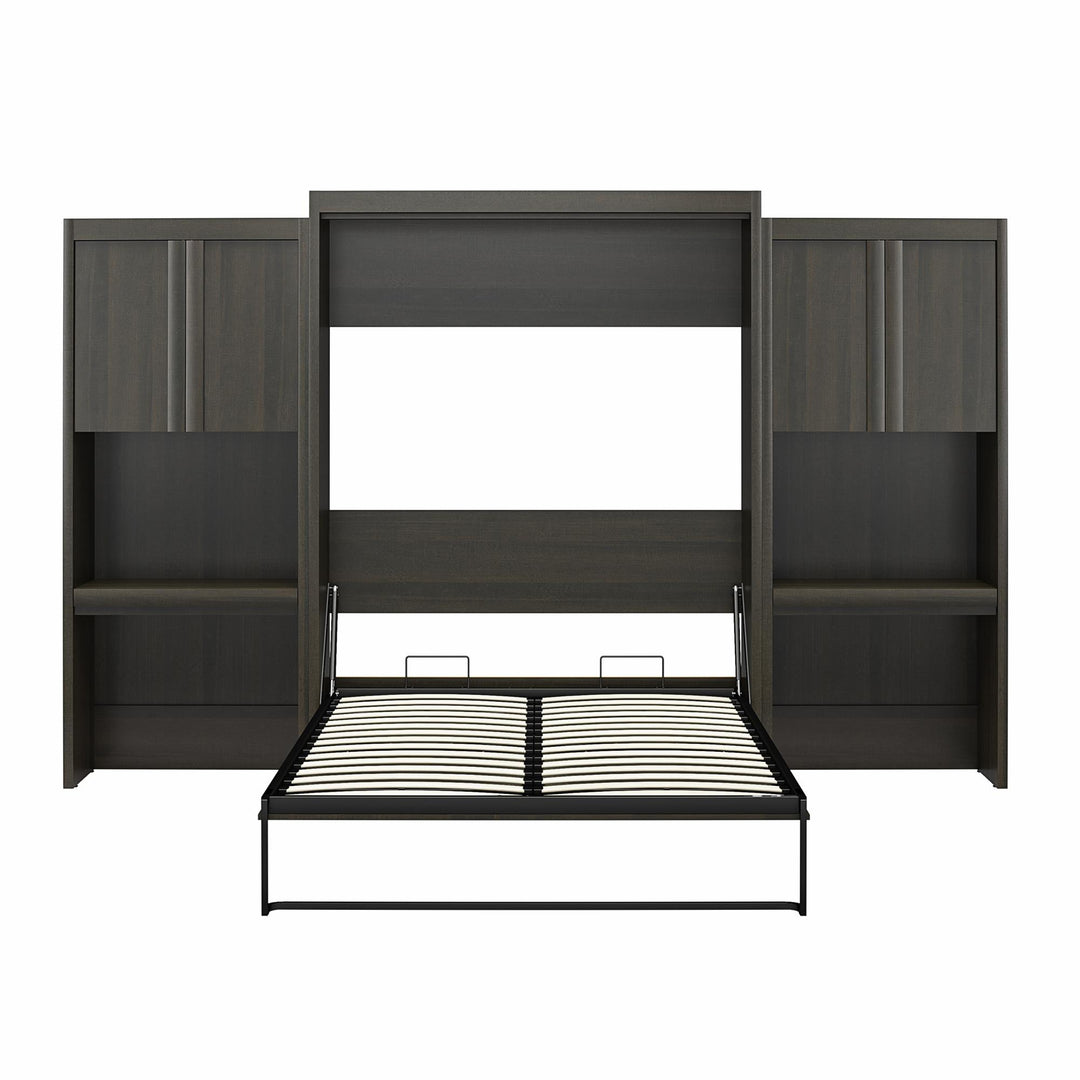 Paramount Queen Murphy Bed with 2 Vanity/Desk Side Cabinets - Espresso