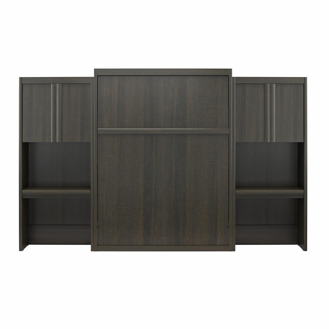 Paramount Queen Murphy Bed with 2 Vanity/Desk Side Cabinets - Espresso - Queen