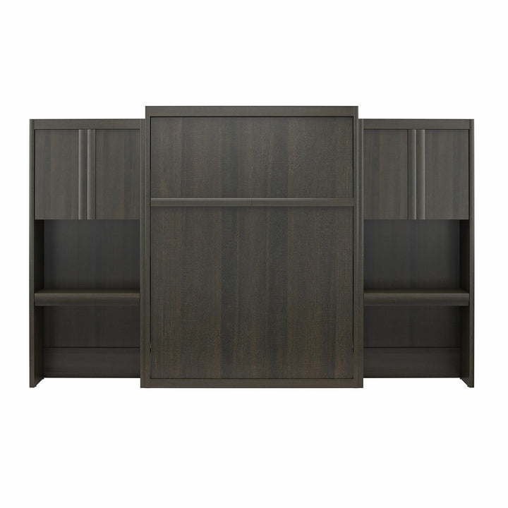 Paramount Queen Murphy Bed with 2 Vanity/Desk Side Cabinets - Espresso