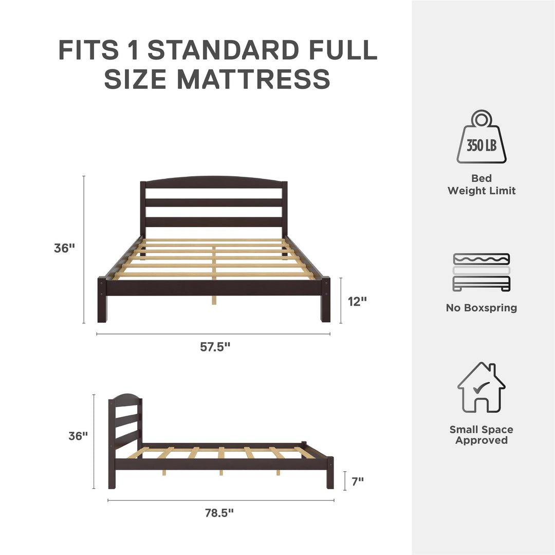 Braylon Wooden Bed Frame with Wood Slats - Espresso - Full