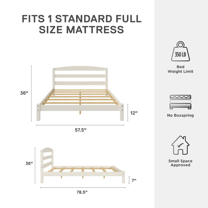 Braylon Wooden Bed Frame with Wood Slats - White - Full