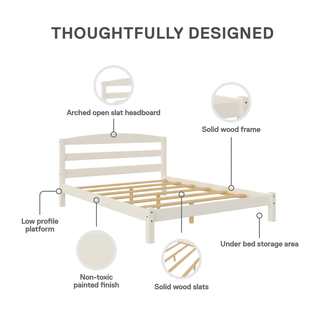 Braylon Wooden Bed Frame with Wood Slats - White - Full