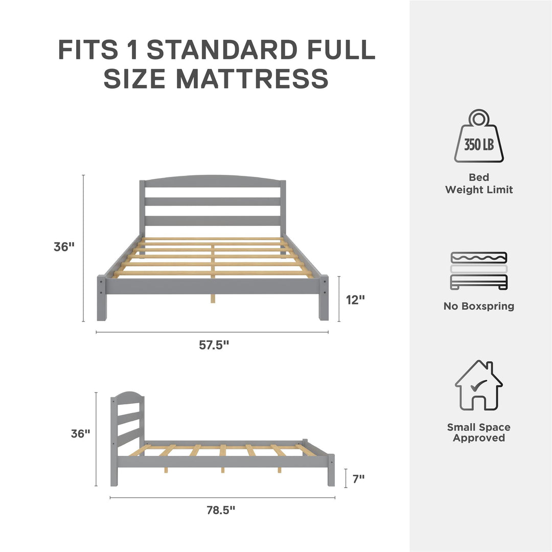 Braylon Wooden Bed Frame with Wood Slats - Gray - Full