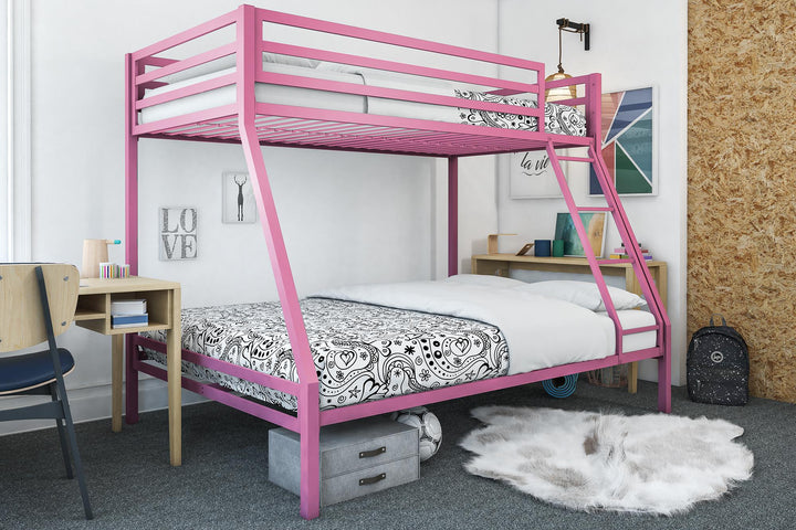 Lara Premium Twin over Full  Metal Bunk Bed - Pink - Twin-Over-Full