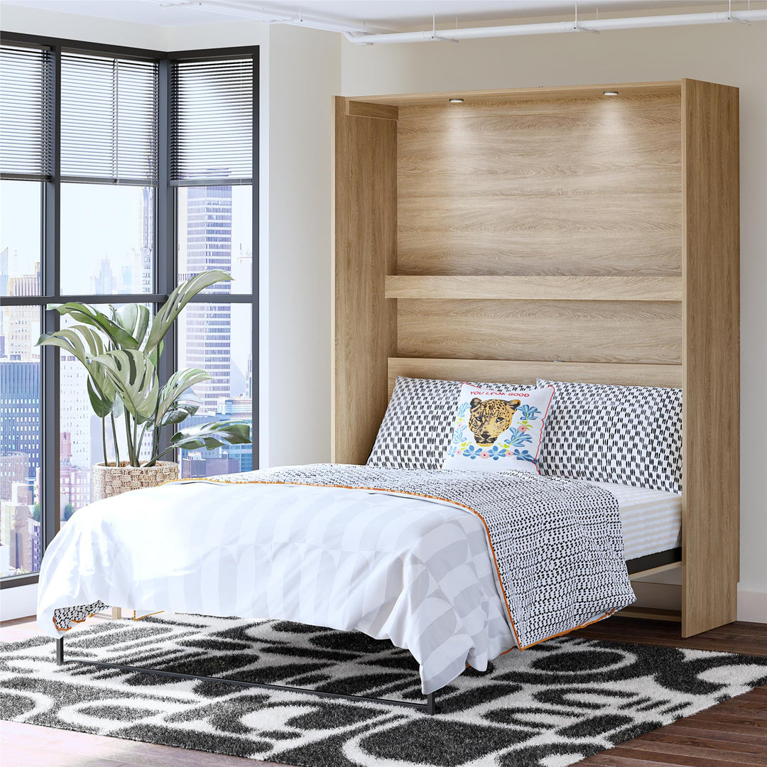 Holly Hills Murphy Wall Bed - Light Oak - Queen