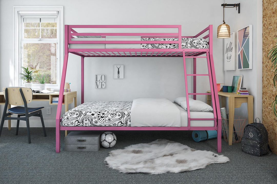 Lara Premium Twin over Full  Metal Bunk Bed - Pink - Twin-Over-Full