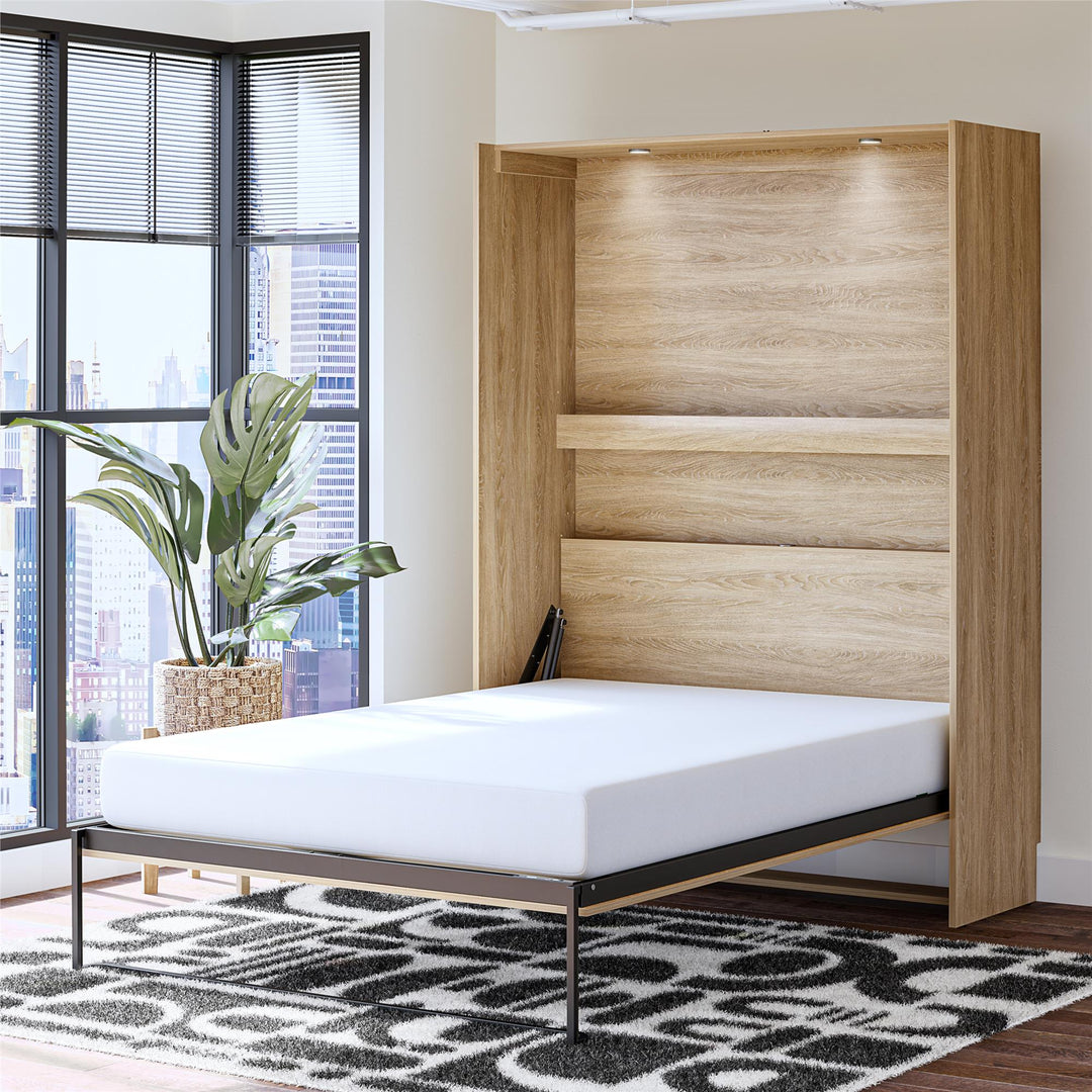 Holly Hills Murphy Wall Bed - Light Oak - Full