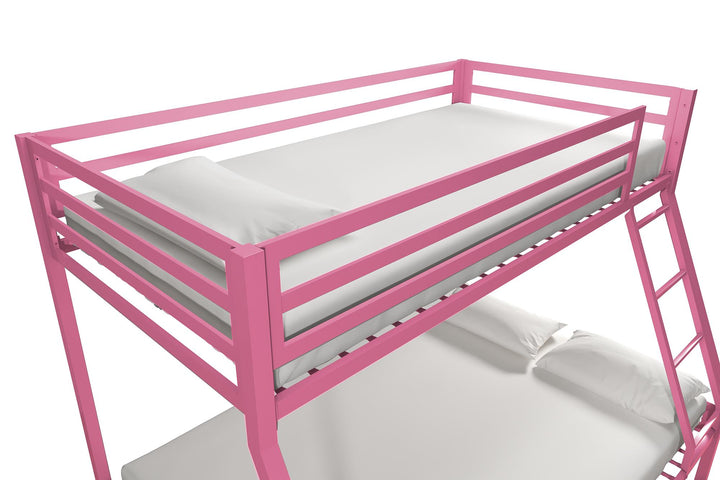 Lara Premium Twin over Full  Metal Bunk Bed - Pink - Twin-Over-Full