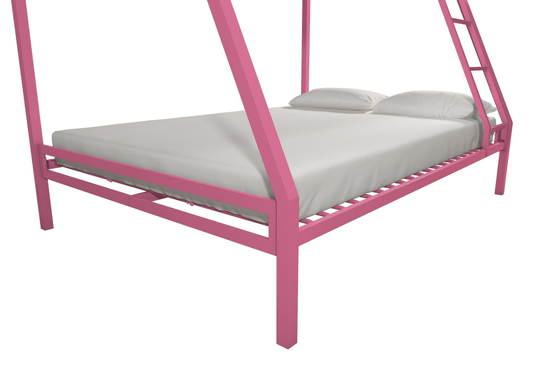 Lara Premium Twin over Full  Metal Bunk Bed - Pink - Twin-Over-Full