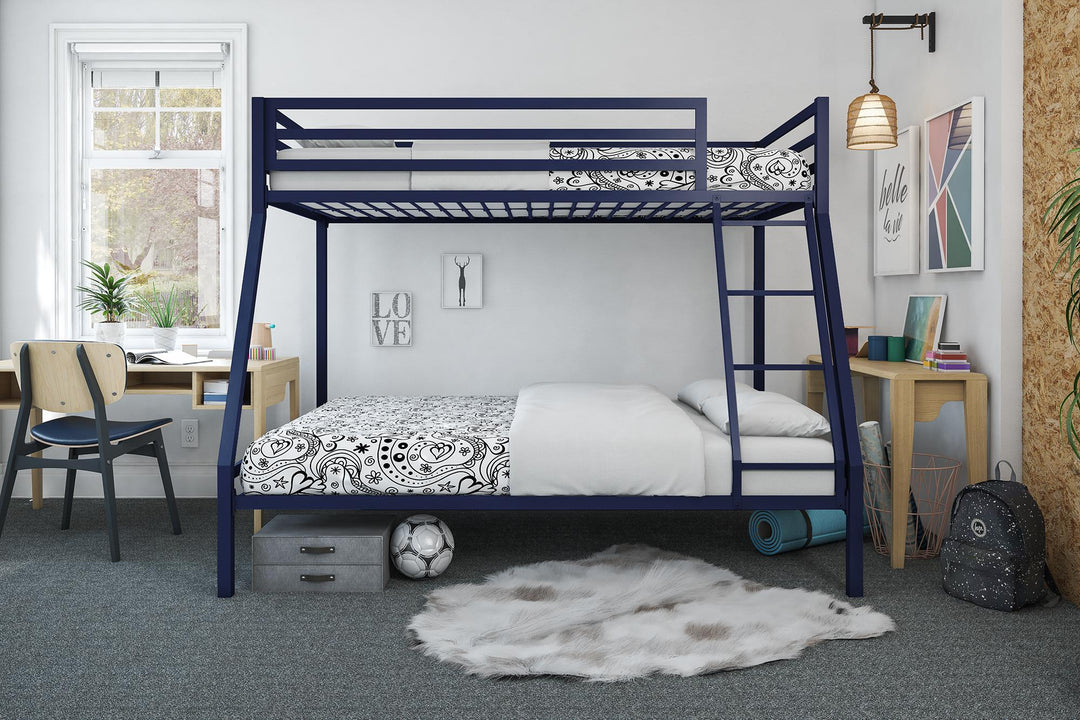 Lara Premium Twin over Full  Metal Bunk Bed - Blue - Twin-Over-Full