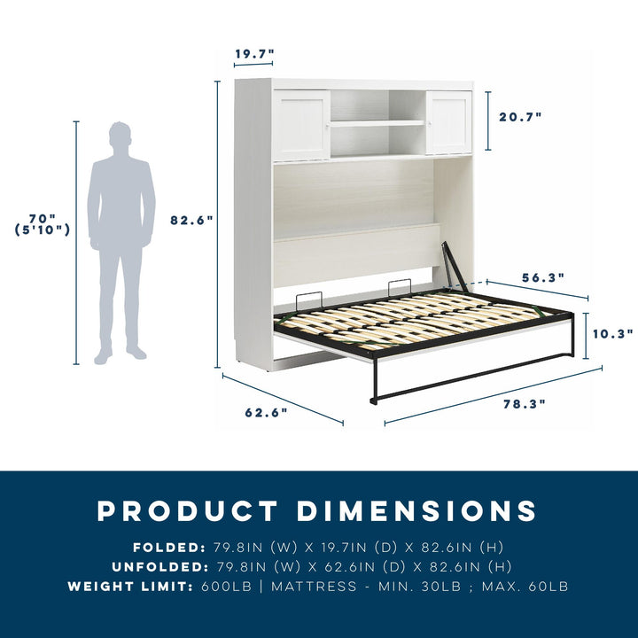 Her Majesty Full Size Daybed Murphy Bed - Federal White - Full