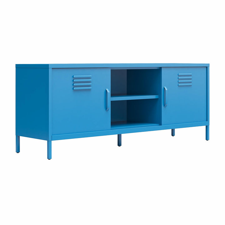 Cache Metal Locker-Style TV Stand for TVs up to 65" - Bright Blue