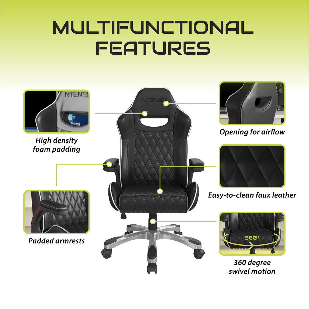 Galaxy Gaming and Office Faux Leather High Back Chair - Black - 1-Seater