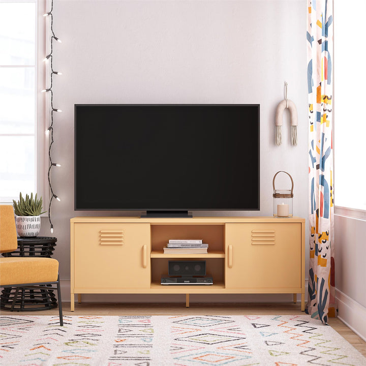 Cache Metal Locker-Style TV Stand for TVs up to 65" - Yellow