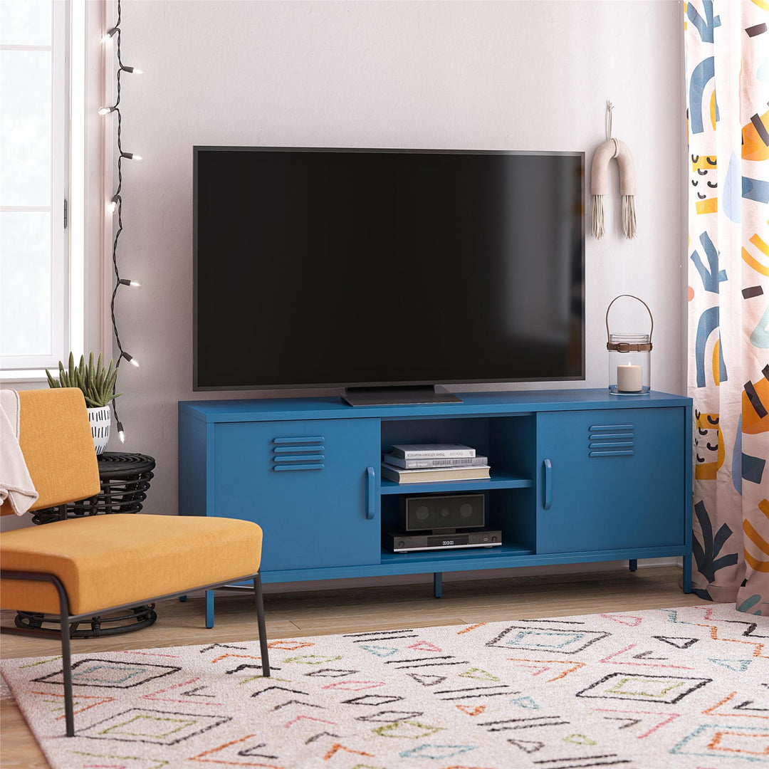 Cache Metal Locker-Style TV Stand for TVs up to 65" - Bright Blue