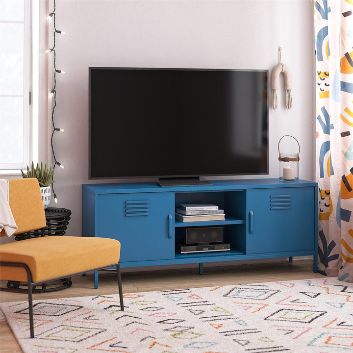 Cache Metal Locker-Style TV Stand for TVs up to 65" - Bright Blue