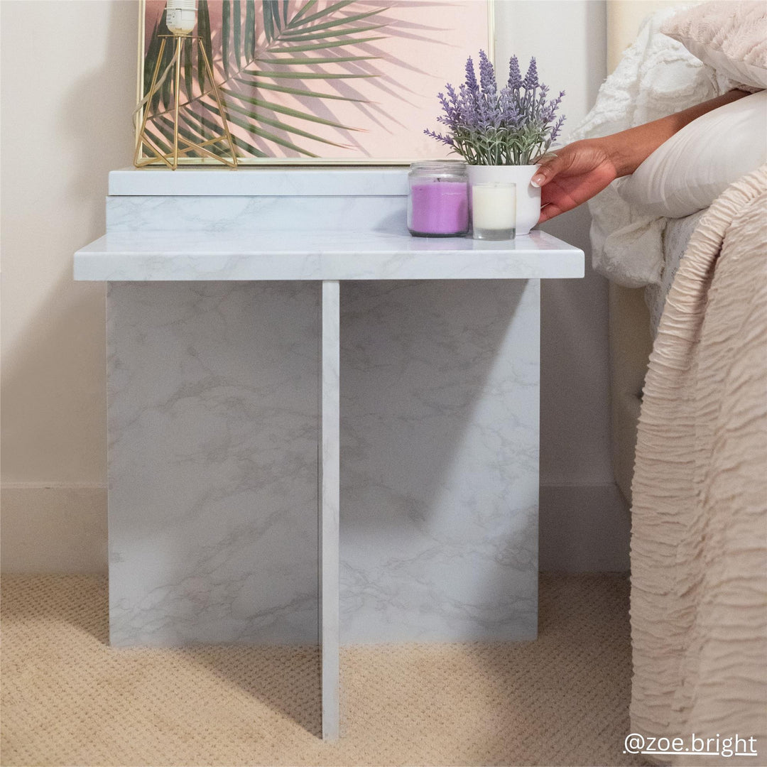 Brielle Accent Table with Faux Marble - White marble