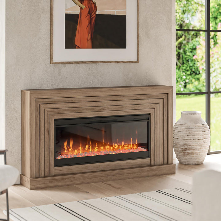 Monroe Wide Mantel Fireplace - Danish Walnut