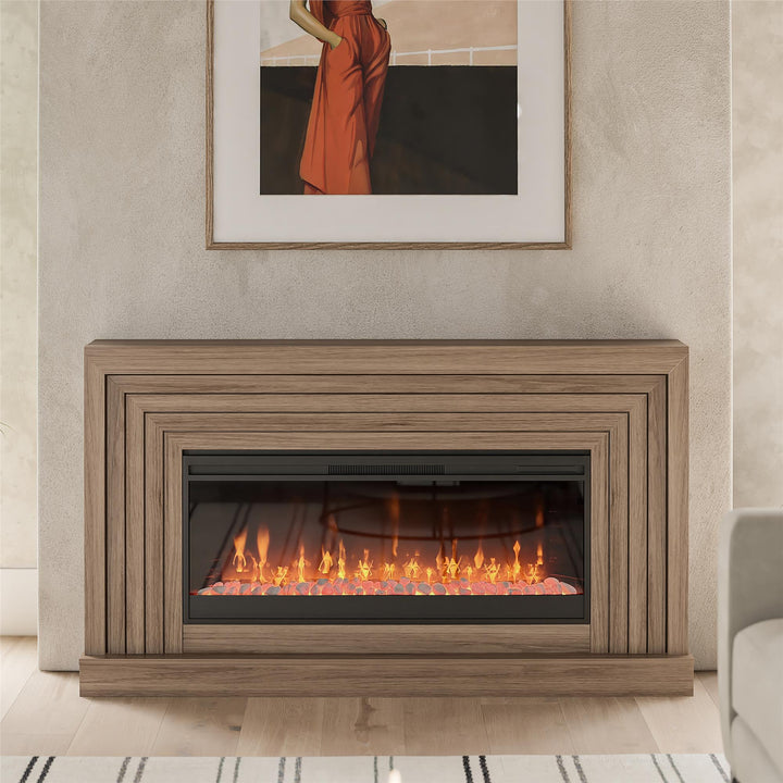 Monroe Wide Mantel Fireplace - Danish Walnut