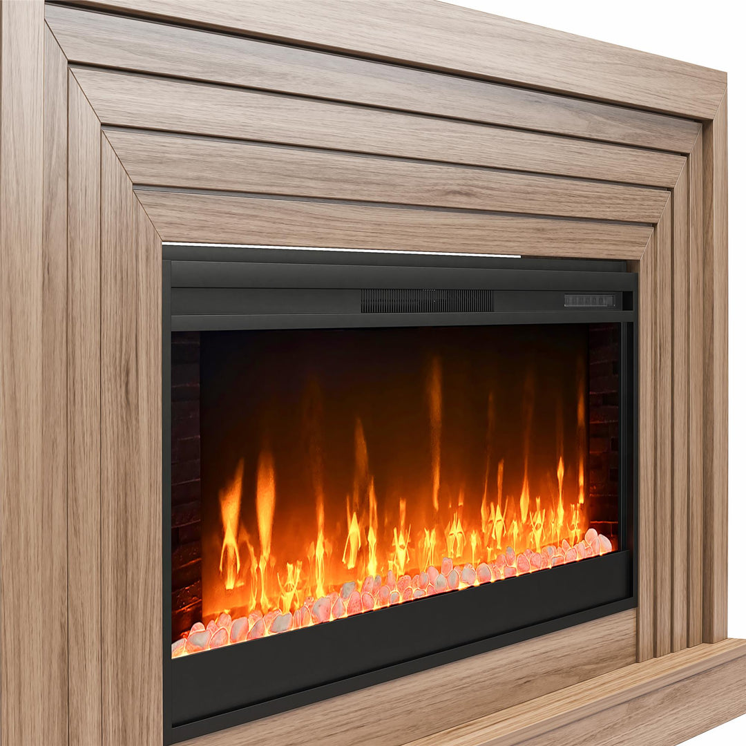 Monroe Wide Mantel Fireplace - Danish Walnut