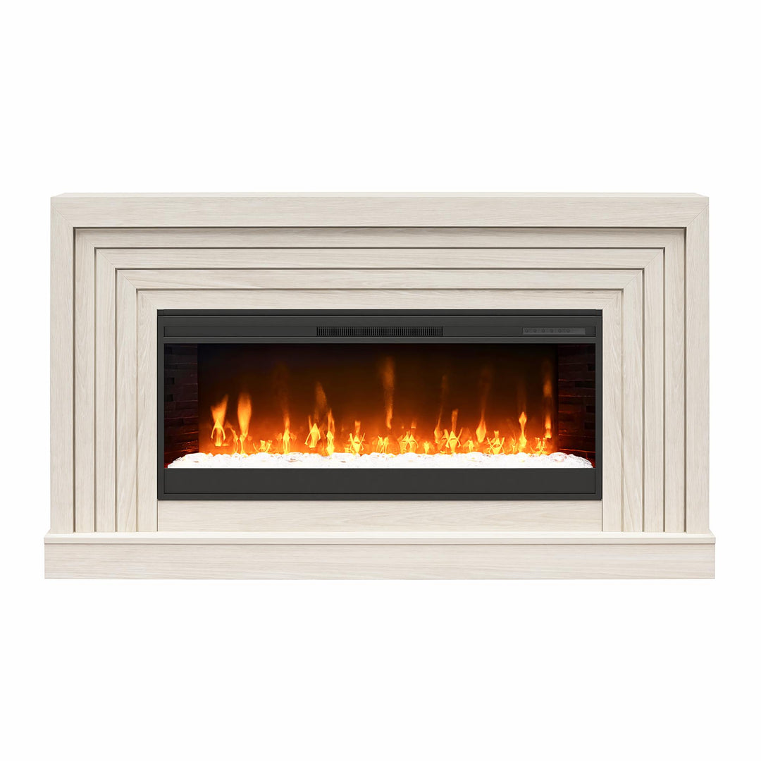 Monroe Wide Mantel Fireplace - White Oak